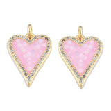 5pcs Micro Pave CZ Heart Pendants DIY Jewelry Making
