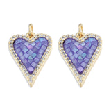 5pcs Micro Pave CZ Heart Pendants DIY Jewelry Making