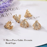 5pcs Brass CZ Multi-Petal Bead Caps for Jewelry Making 12x10mm