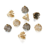 5pcs Brass CZ Multi-Petal Bead Caps for Jewelry Making 12x10mm