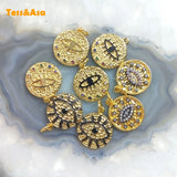 Brass Evil Eye Pendant Charms CZ Paved Earrings Zircon Necklace