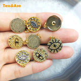 Brass Evil Eye Pendant Charms CZ Paved Earrings Zircon Necklace