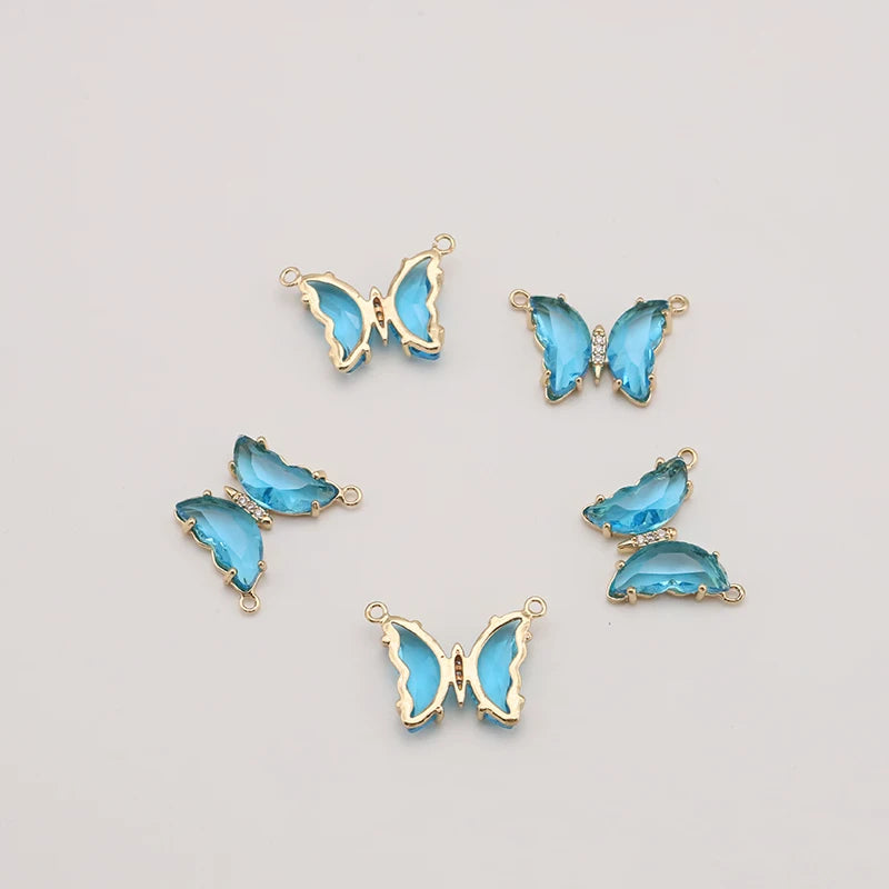 5pcs Clear Crystal Butterfly Charms for DIY Jewelry Making