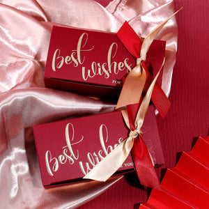 5pcs Bronzing Paper Candy Box Heart Jewelry Favor Box Thank You Packaging Bags