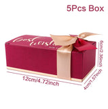 5pcs Bronzing Paper Candy Box Heart Jewelry Favor Box Thank You Packaging Bags