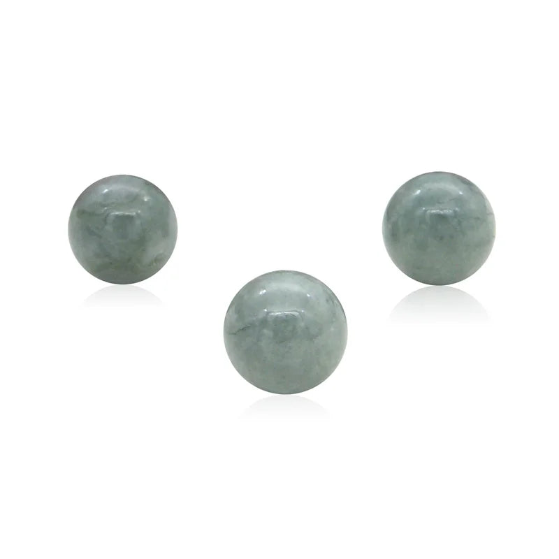 5pcs Burmese Jade Half Drilled Beads 6/8/10mm Natural Stone for Jewelry Making