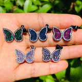 5pcs Butterfly Charm for Bracelet Making Green Purple Fuchsia Pendant
