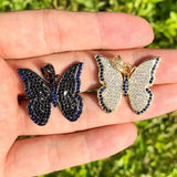 5pcs Butterfly Charms Zirconia Paved Pendant Jewelry Accessories