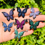 5pcs Butterfly Charms Pendant with Cubic Zirconia for Jewelry Making