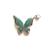 5pcs Butterfly Charms Pendant with Cubic Zirconia for Jewelry Making