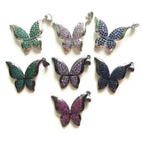 5pcs Butterfly Charms Pendant with Cubic Zirconia for Jewelry Making