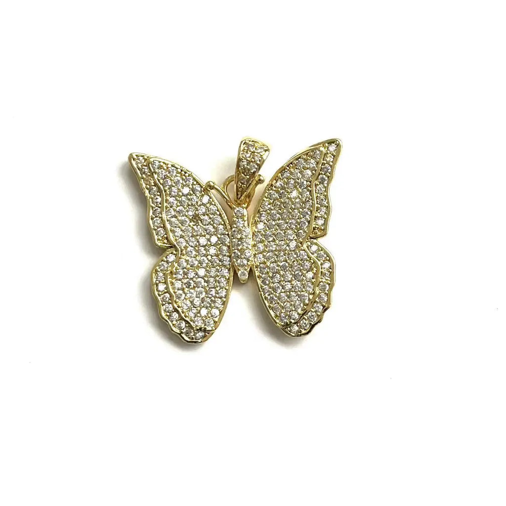 5pcs Butterfly Charms Zirconia Paved Plated for Jewelry Accessories
