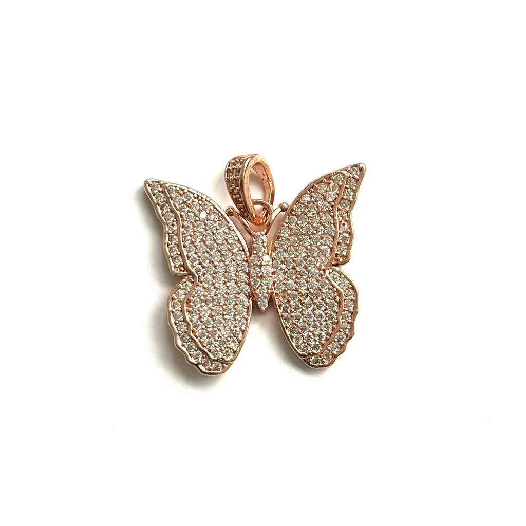 5pcs Butterfly Charms Zirconia Paved Plated for Jewelry Accessories