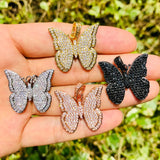 5pcs Butterfly Charms Zirconia Paved Plated for Jewelry Accessories