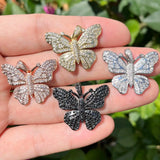 5pcs Crystal Zircon Paved Butterfly Charms Jewelry Making DIY Bracelets Pendant