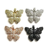 5pcs Crystal Zircon Paved Butterfly Charms Jewelry Making DIY Bracelets Pendant