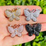 5pcs Butterfly Charms Bling CZ Pendants Handcraft Jewelry Accessory