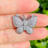 5pcs Butterfly Charms Bling CZ Pendants Handcraft Jewelry Accessory