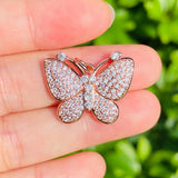 5pcs Butterfly Charms Bling CZ Pendants Handcraft Jewelry Accessory