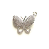 5pcs Butterfly Charms Clear Rhinestone Pave Pendant DIY Jewelry Making
