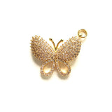 5pcs Butterfly Charms Clear Rhinestone Pave Pendant DIY Jewelry Making