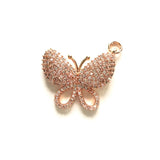 5pcs Butterfly Charms Clear Rhinestone Pave Pendant DIY Jewelry Making