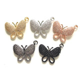 5pcs Butterfly Charms Clear Rhinestone Pave Pendant DIY Jewelry Making