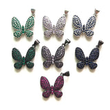 5pcs Butterfly Charms for Women Bracelet Green Fuchsia Purple Zirconia Pendants