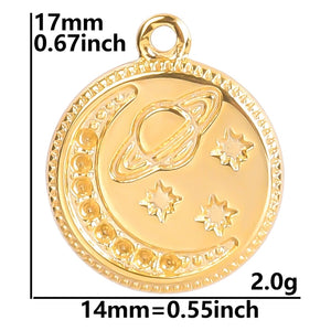 5pcs Cartoon Planet Titanium Steel Charm Necklace Pendants