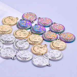 5pcs Cartoon Planet Titanium Steel Charm Necklace Pendants