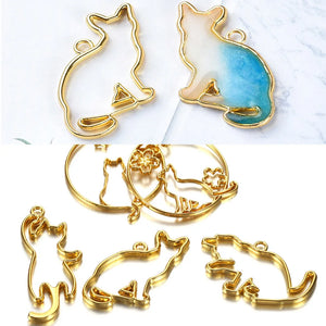 5pcs Cat Border Mold Silicone Resin Epoxy Pendant DIY Jewelry Making