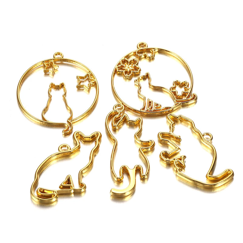 5pcs Cat Border Mold Silicone Resin Epoxy Pendant DIY Jewelry Making