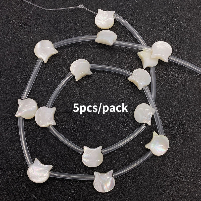 5pcs Cat Head Seawater Shell Beads 10mm DIY Jewelry Making