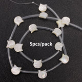 5pcs Cat Head Seawater Shell Beads 10mm DIY Jewelry Making