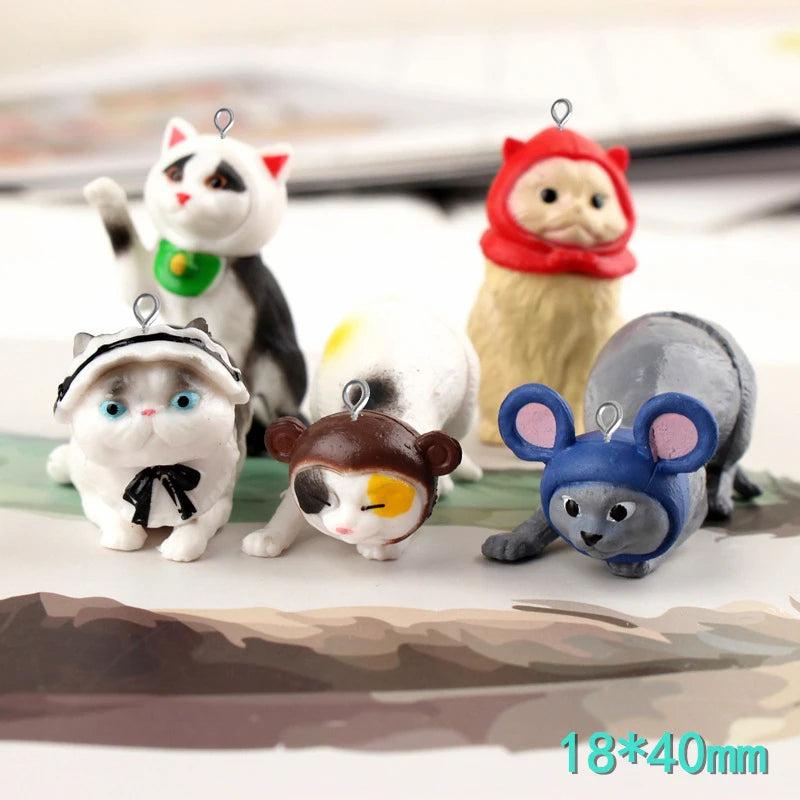 5pcs Cat Keyboard Hangers Charms Pendants Jewelry PVC Enamel Accessories