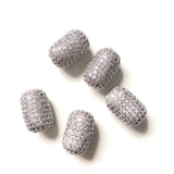 Zirconia Paved Oval Spacers Beads for Jewelry Making