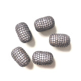 Zirconia Paved Oval Spacers Beads for Jewelry Making