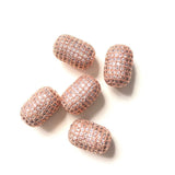 Zirconia Paved Oval Spacers Beads for Jewelry Making