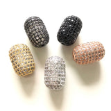 Zirconia Paved Oval Spacers Beads for Jewelry Making