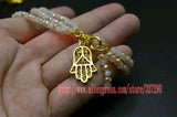 Champagne Crystal Glass Beads Hamsa Charms Bracelets