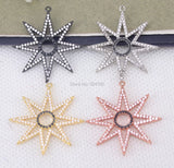 5pcs CZ Star Pendant Beads, Copper Micro Pave for Necklace Making