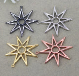 5pcs CZ Star Pendant Beads, Copper Micro Pave for Necklace Making