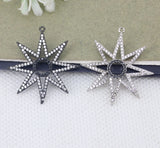 5pcs CZ Star Pendant Beads, Copper Micro Pave for Necklace Making