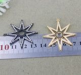 5pcs CZ Star Pendant Beads, Copper Micro Pave for Necklace Making