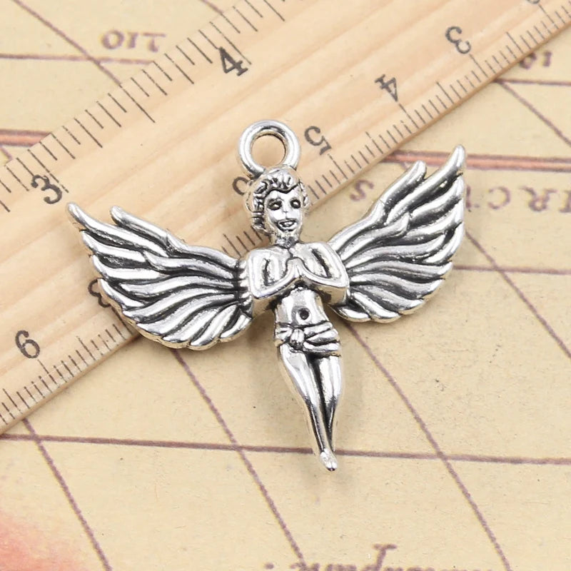 5pcs 3D Love Angel Cupid 40x45mm Tibetan Silver Pendants