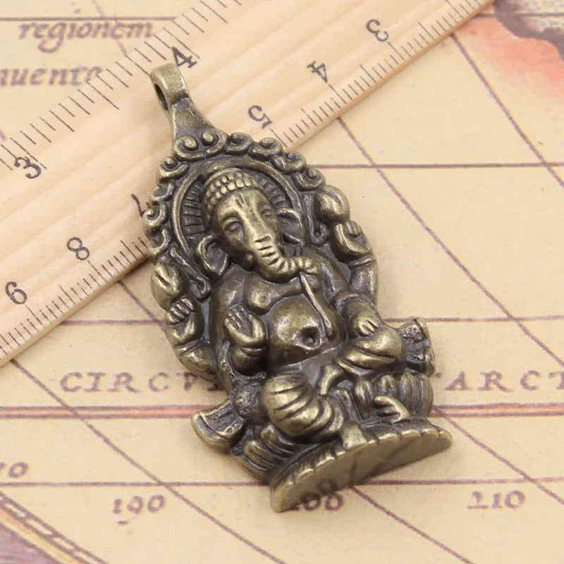 5pcs Ganesha Buddha Elephant 62x32mm Tibetan Pendants Antique Jewelry Making