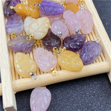 5pcs Natural Amethyst Crystal Carving Pendant for DIY Jewelry Making