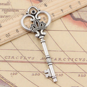 5pcs Tibetan Silver Lucky Key Opener Pendants Antique DIY Craft