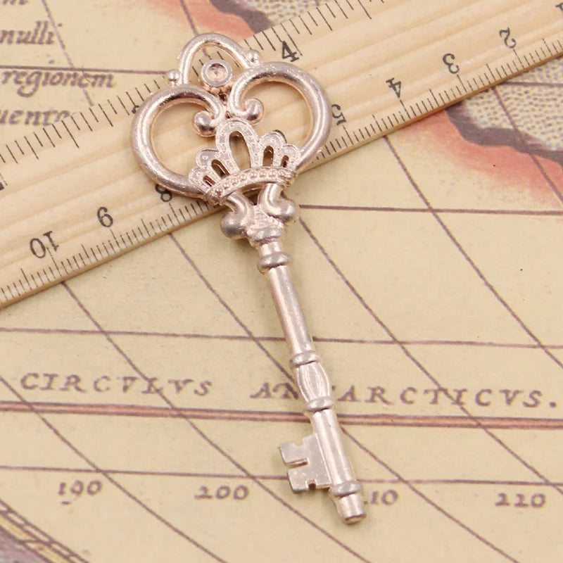 5pcs Tibetan Silver Lucky Key Opener Pendants Antique DIY Craft