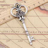 5pcs Tibetan Silver Lucky Key Opener Pendants Antique DIY Craft